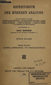 Cover of: Repertorium der höheren Mathematik by Ernesto Pascal