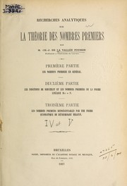 Cover of: Recherches analytiques sur la théorie des nombres premiers.