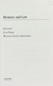 Cover of: Memory and law by Lynn Nadel