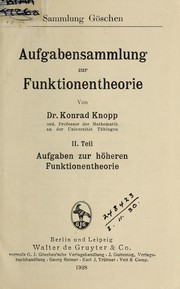 Cover of: Aufgabensammlung zur Funktionentheorie by Knopp, Konrad