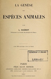 Cover of: La genèse des espèces animales