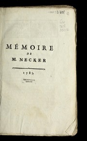 Cover of: Memoire de M. Necker