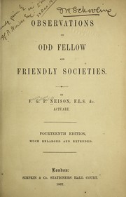 Cover of: Observations on Odd fellow and Friendly societies