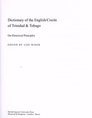 Cover of: Dictionary of the English/Creole of Trinidad & Tobago: on historical principles