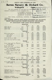 Cover of: Price list by Barnes Nursery & Orchard Co