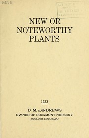 Cover of: New or noteworthy plants: 1923