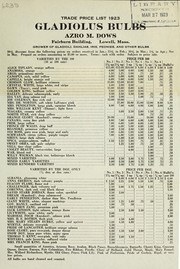 Cover of: Gladiolus bulbs: trade price list, 1923
