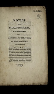 Cover of: Notice sur Sylvain Maréchal, avec des supplémens pour le Dictionnaire des athées