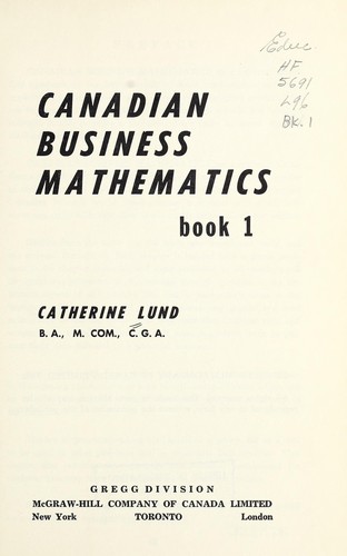 Canadian Business Mathematics 1962 Edition Open Library - 