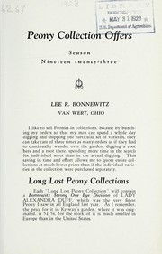 Cover of: Peony collection offers by Lee R. Bonnewitz (Firm)