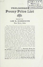 Cover of: Preliminary peony price list by Lee R. Bonnewitz (Firm)
