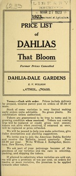 Cover of: 1923 price list of dahlias that bloom