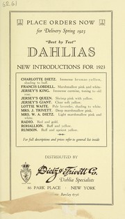 Cover of: Dahlias, new introductions for 1923