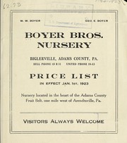 Cover of: Price list in effect Jan. 1st, 1923 | Boyer Bros. Nursery