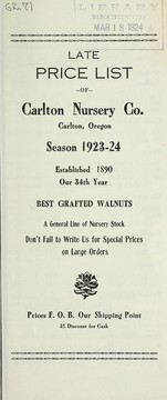 Cover of: Late price list of Carlton Nursery Co: season 1923-24
