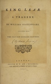 Cover of: King Lear: a tragedy