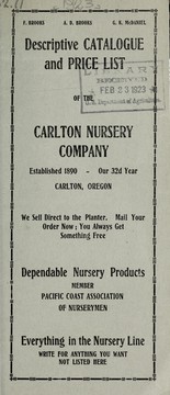 Cover of: Descriptive catalogue and price list of Carlton Nursery Company