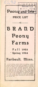 Cover of: Peony and iris price list of Brand Peony Farms by Brand Peony Farms