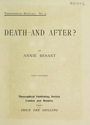 Cover of: Death - and after? by Annie Wood Besant