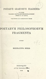 Cover of: Poetarum philosophorum fragmenta