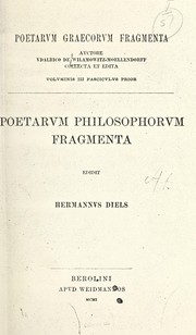 Cover of: Poetarum philosophorum fragmenta by Hermann Diels