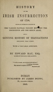 Cover of: History of the Irish insurrection of 1798 | Hay, Edward