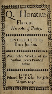 Cover of: Q. Horatius Flaccus his Art of poetry