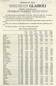 Cover of: Wholesale trade list of gladioli: spring of 1923