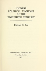 Cover of: Chinese political thought in the twentieth century