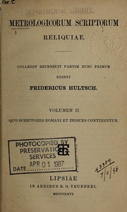 Cover of: Metrologicorum scriptorium reliquiae