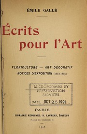Cover of: Écrits pour l'art by Emile Gallé
