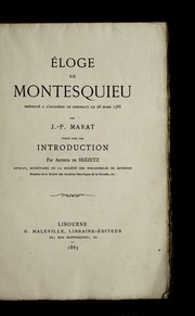 Cover of: E loge de Montesquieu by Jean Paul Marat