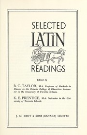 Cover of: Selected Latin readings by edited by B.C. Taylor, K.E. Prentice. Rev. and.