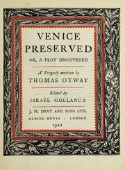 Cover of: Venice preserved by Thomas Otway