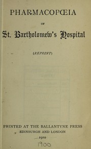 Cover of: Pharmacopoeia of St. Bartholomew's Hospital