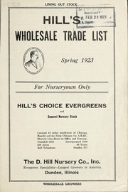 Cover of: Hill's wholesale trade list: spring 1923 for nurserymen only