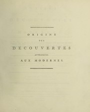 Cover of: Origine des d©♭couvertes attribu©♭es aux modernes