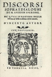 Cover of: Discorsi sopra i dialoghi di M. Speron Sperone by Marco Mantova Benavides