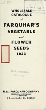 Cover of: Wholesale catalogue of Farquhar's vegetable and flower seeds: 1923