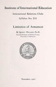 Cover of: Limitation of armament