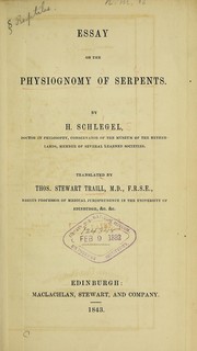 Cover of: Essay on the physiognomy of serpents