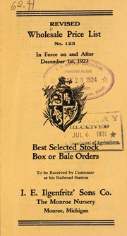 Cover of: Revised wholesale price list in force on and after December 1st, 1923