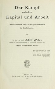 Der Kampf zwischen Kapital und Arbeit by Weber, Adolf