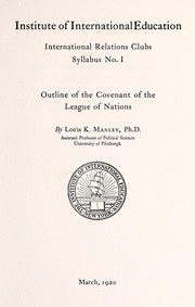 Cover of: Outline of the covenant of the League of nations