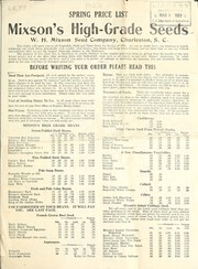 Cover of: Spring price list [of] Mixson's high grade seeds by W.H. Mixson Seed Co. (Charleston, S.C.)