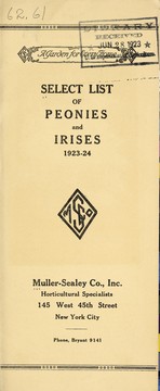 Cover of: Select list of peonies and irises: 1923-24