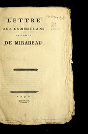 Cover of: Lettre aux commettans du comte de Mirabeau