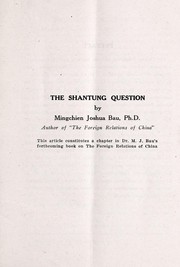 Cover of: The Shantung question