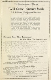 Cover of: 1923 supplementary offering of "will grow" nursery stock