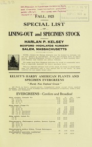 Cover of: Fall, 1923: special list of lining-out and specimen stock